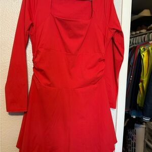 Athletic Red Long Sleeve Dress